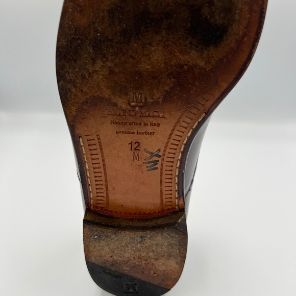 Bruno Magli Mens Burgundy Leather Kiltie Tassel Wingtip Slip On Loafer Size 12M - Picture 16 of 16